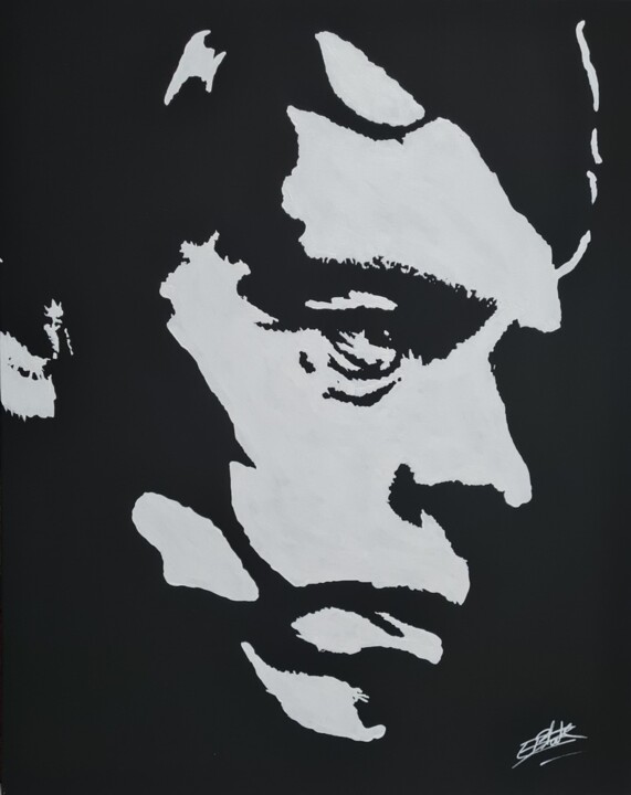 Painting titled "Jacques BREL" by Erik Black, Original Artwork, Acrylic Mounted on Wood Stretcher frame