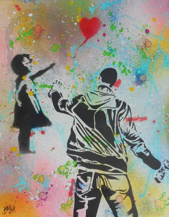 Painting titled "Tribute to Banksy,…" by Erik Hils, Original Artwork