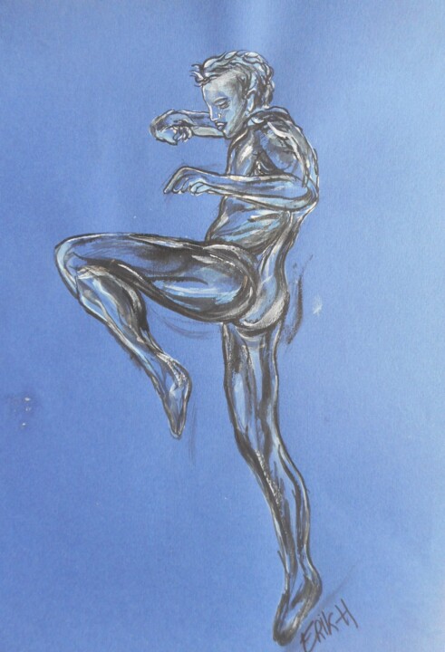 Painting titled "Nude flamenco mâle" by Erik Hils, Original Artwork, Acrylic
