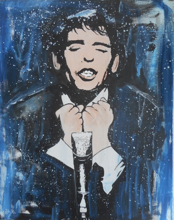 Painting titled "Brel,aux enchères;h…" by Erik Hils, Original Artwork, Acrylic