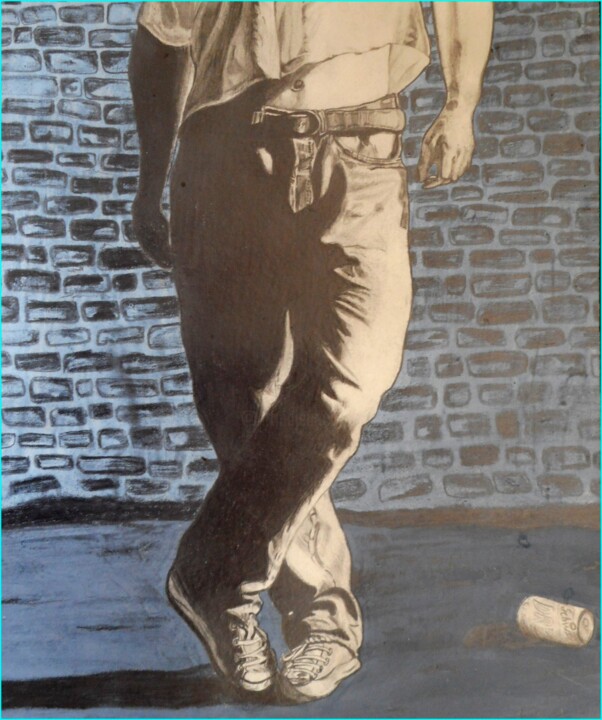 Drawing titled "street boy! graphite" by Erik Hils, Original Artwork, Pencil