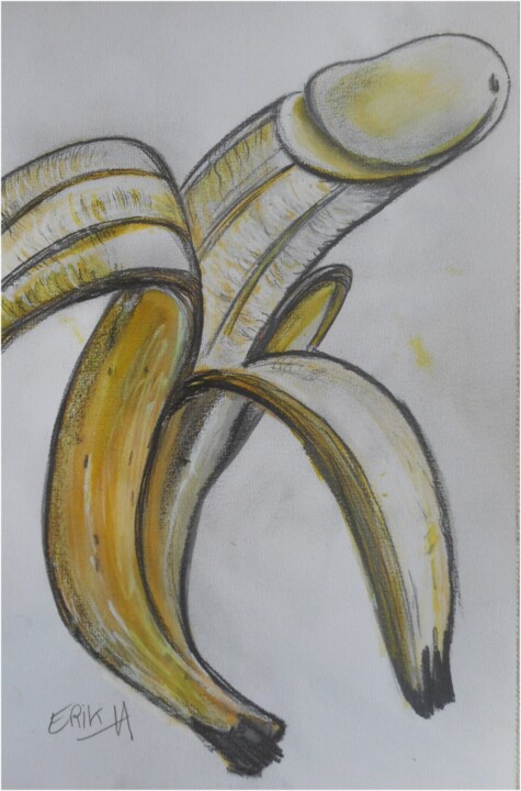 Peinture intitulée "Erotic phallus bana…" par Erik Hils, Œuvre d'art originale, Acrylique