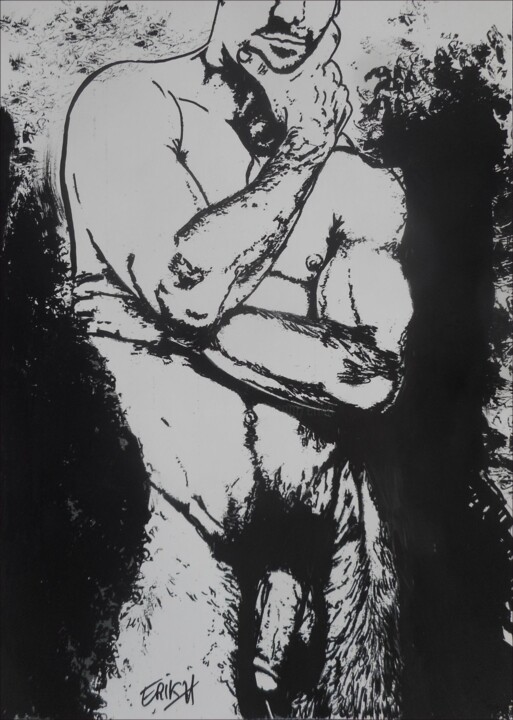 Peinture intitulée "nu masculin, marco" par Erik Hils, Œuvre d'art originale, Acrylique
