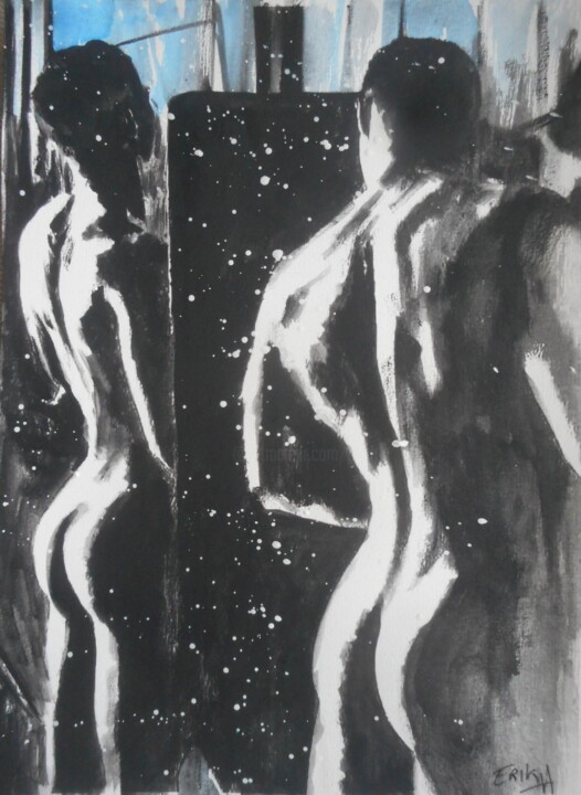 Painting titled "shower for men" by Erik Hils, Original Artwork, Acrylic