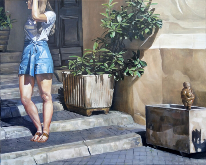 Pittura intitolato "Zwei Frauen" da Erik Schubert, Opera d'arte originale, Olio