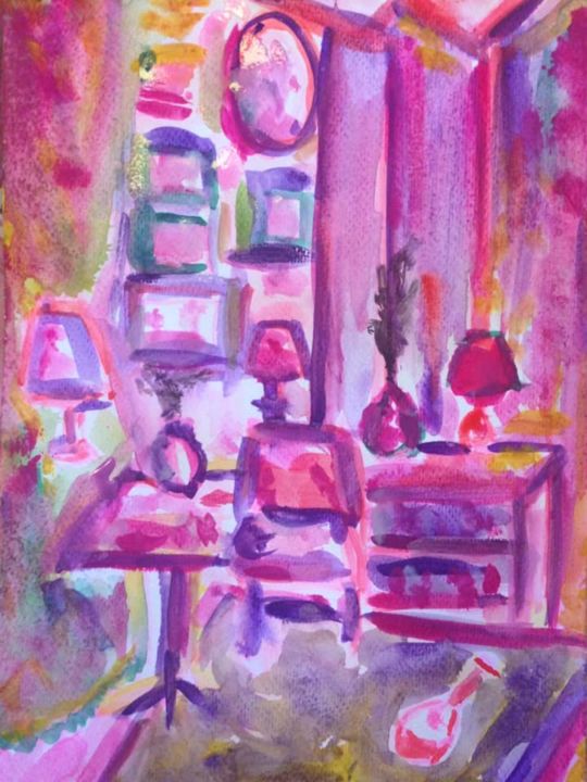 Pintura intitulada "room no.3" por Erika Matsunaga, Obras de arte originais, Aquarela