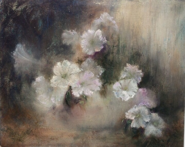 Peinture intitulée "Anna's Flowers" par Erika Von Gaal, Œuvre d'art originale, Huile Monté sur Carton