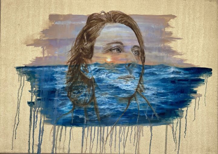 Painting titled "Self-portrait" by Eb, Original Art, Oil