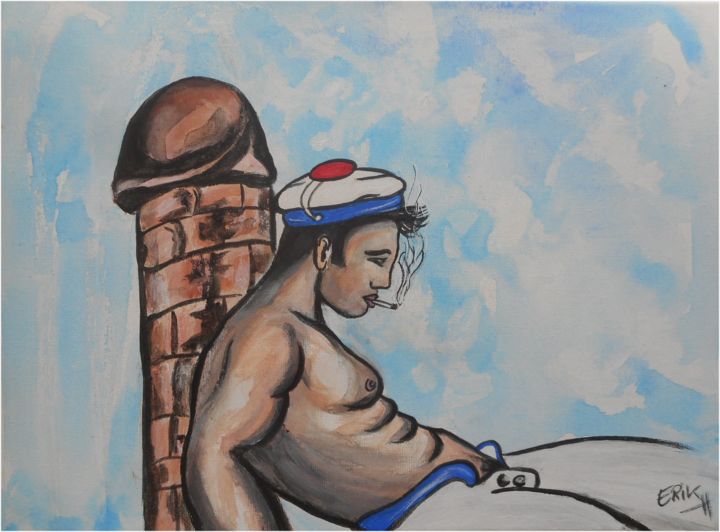 Peinture intitulée "hommage jean genet;…" par Erik-H, Œuvre d'art originale, Acrylique