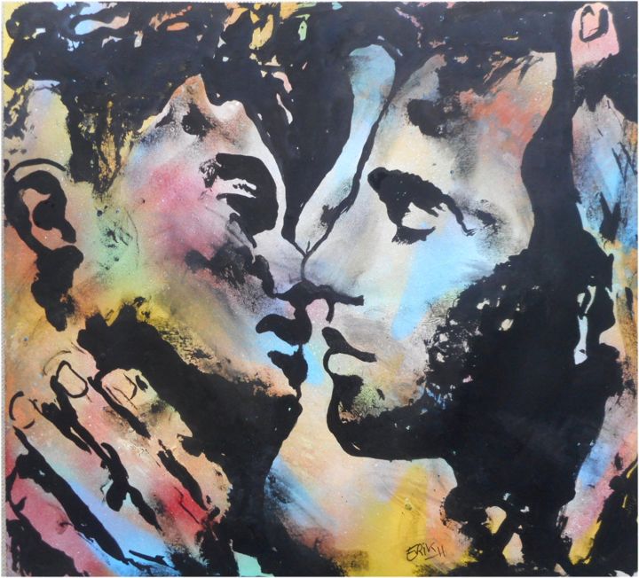 Peinture intitulée "two boys in love" par Erik-H, Œuvre d'art originale, Acrylique