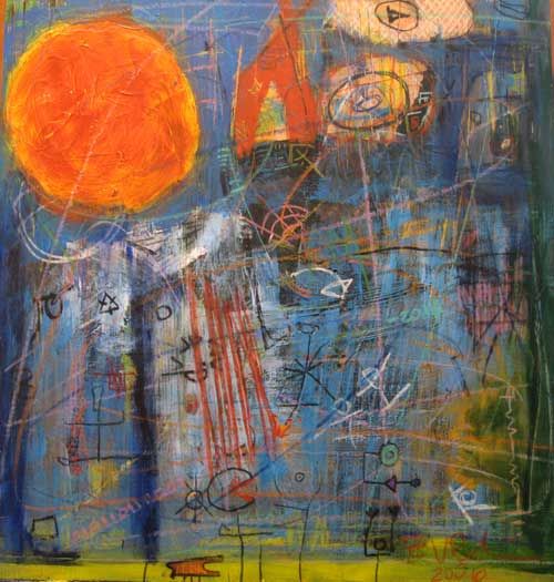 Painting titled "Big Orange Sun" by Erikvp, Original Artwork