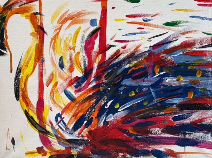 Painting titled "The Swam" by Eris Polite, Original Art, Acrylic
