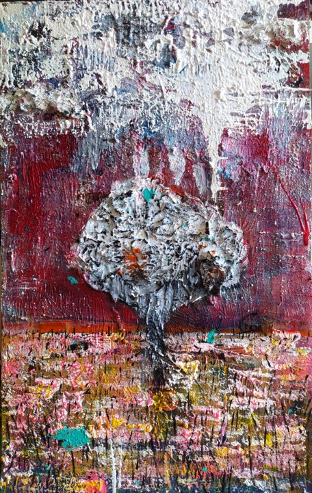 Painting titled "Tree" by Erkin Alakbarli, Original Artwork, Acrylic