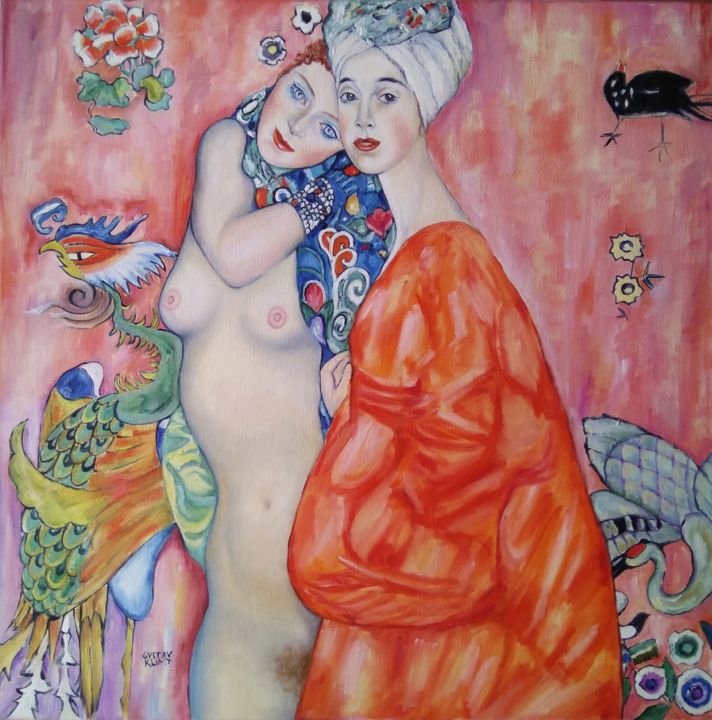 Painting titled "Girlfriends Free co…" by Olesya Ermolaeva, Original Artwork, Oil