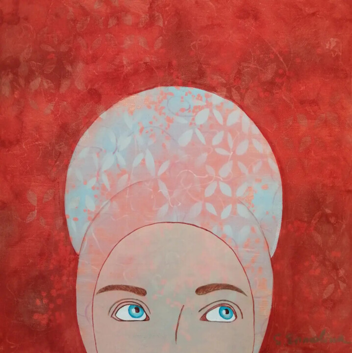 Painting titled "Blue eyes" by Svetlana Ermolina, Original Artwork, Acrylic