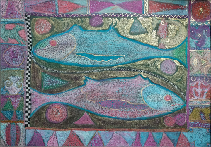 Painting titled "Pisces" by Erna Berger Moise, Original Artwork, Pastel