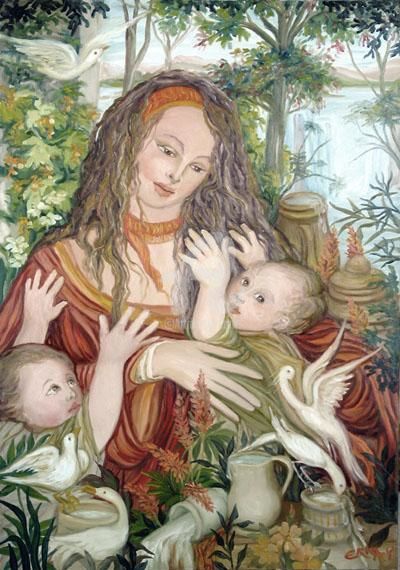 Pittura intitolato "Madonna 4" da Erna Antunes - ( Erna Y ), Opera d'arte originale