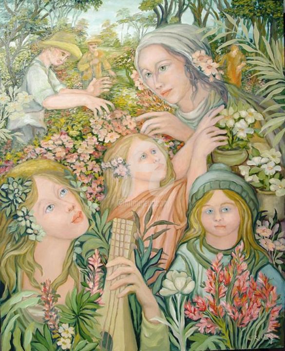 Pittura intitolato "Familia" da Erna Antunes - ( Erna Y ), Opera d'arte originale, Altro