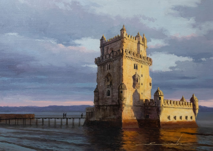 Pintura intitulada "Torre de belem" por Ernandes Silva, Obras de arte originais, Óleo