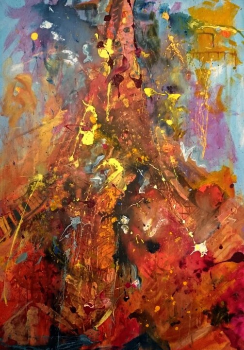 Pintura intitulada "Abstract Eifel" por Ernest Artič, Obras de arte originais, Acrílico