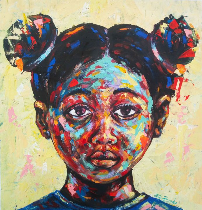 Peinture intitulée "Delightful child" par Ernest Larbi Budu, Œuvre d'art originale, Acrylique