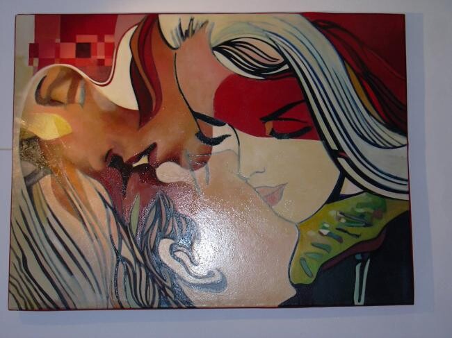 Peinture intitulée "le baiser" par Ernesto Cardoso, Œuvre d'art originale