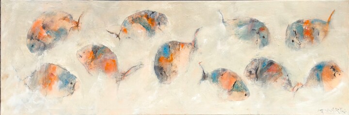 Peinture intitulée "FISHES II" par Ernesto Larrarte Parrondo, Œuvre d'art originale, Huile Monté sur Châssis en bois
