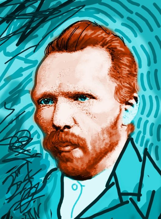 Arte digital titulada "Vincent Van Gogh" por Ernesto Rivera Novoa, Obra de arte original, Pintura Digital