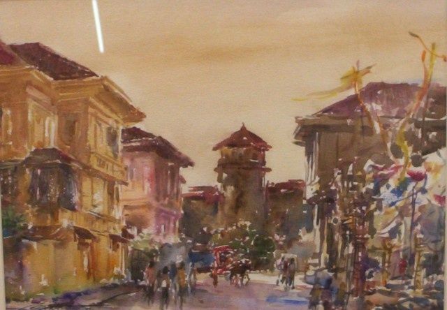 Pittura intitolato ""San Agustin Calle"" da Ernie Patricio, Opera d'arte originale