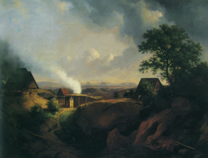 Pintura intitulada "Paysage près de Max…" por Ernst Ferdinand Oehme, Obras de arte originais, Óleo