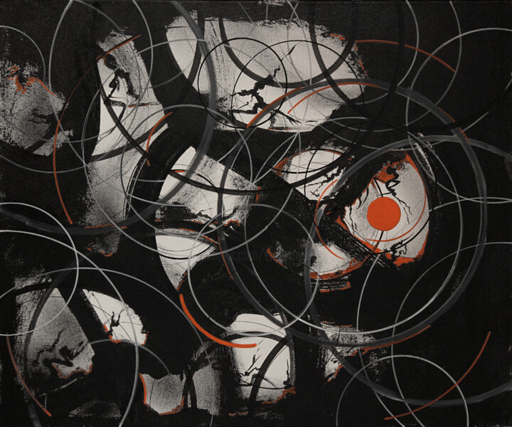 Malerei mit dem Titel "Tokyo Noir" von Ernst Kruijff, Original-Kunstwerk, Tinte