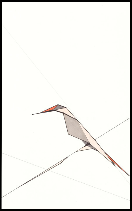 Dessin intitulée "Tropical bird" par Ernst Kruijff, Œuvre d'art originale, Marqueur