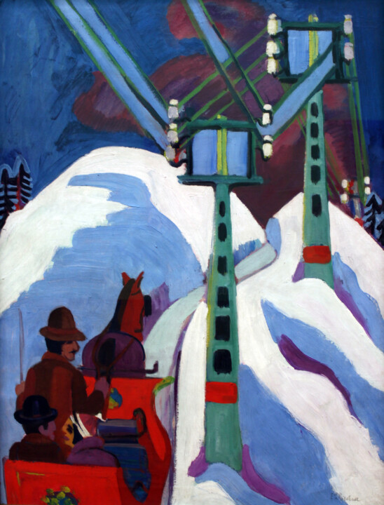 Картина под названием "La promenade en tra…" - Ernst Ludwig Kirchner, Подлинное произведение искусства, Масло