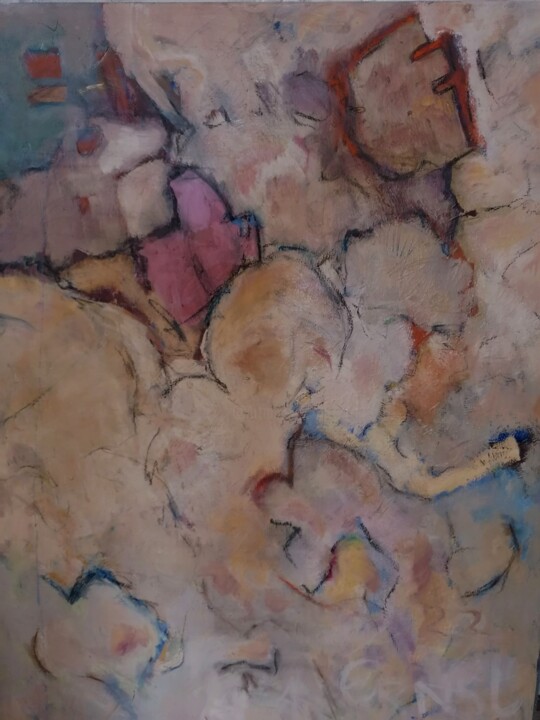 Malerei mit dem Titel "Farbiger Wolkenschl…" von Ernst Wieltschnig, Original-Kunstwerk, Pigmente