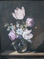 Painting titled "Flowers in the glas…" by Erol Yıldırım, Original Artwork, Oil