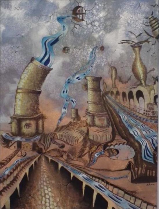 Painting titled "Babamı bekliyorum..…" by Erol Yıldırım, Original Artwork, Other