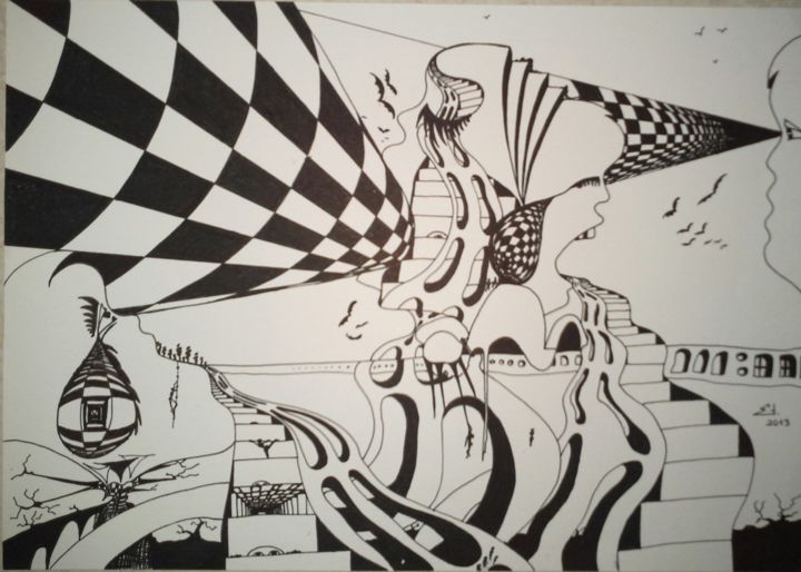 Zeichnungen mit dem Titel "uçak,      plane" von Erol Yıldırım, Original-Kunstwerk