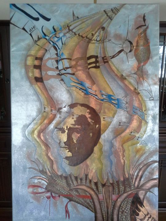 Malerei mit dem Titel "10. Yıl Marşı. ..10…" von Erol Yıldırım, Original-Kunstwerk, Öl