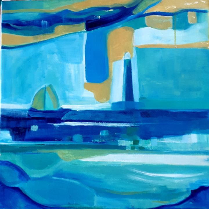 Painting titled "BLUE CORDOUAN" by Ervalena, Original Artwork, Acrylic