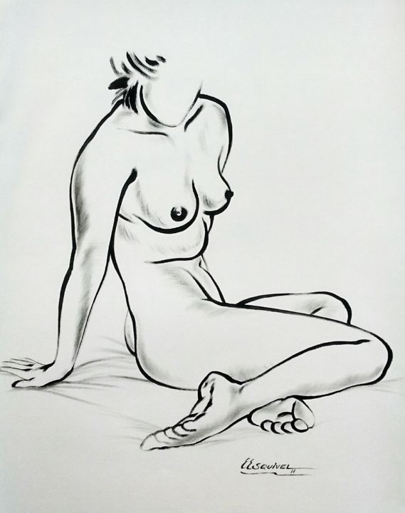 Drawing titled "pose clasique" by Erwin Esquivel C, Original Artwork, Other