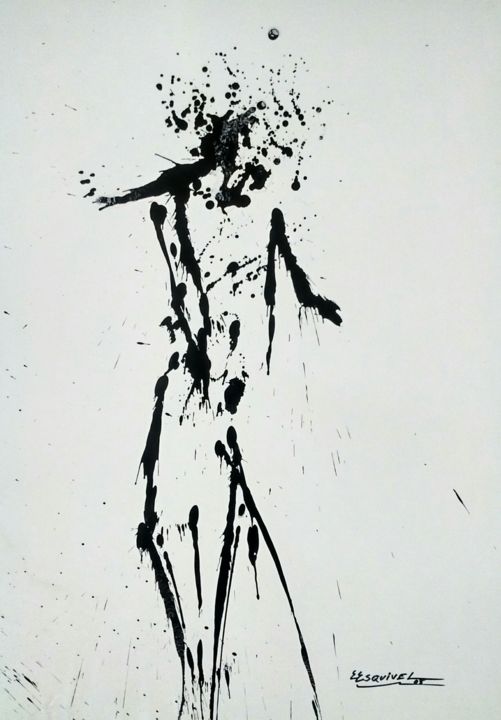 Zeichnungen mit dem Titel "personaje de mal hu…" von Erwin Esquivel C, Original-Kunstwerk, Tinte