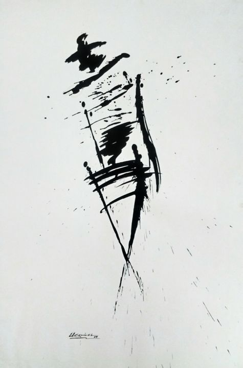 Drawing titled "personaje maniqui" by Erwin Esquivel C, Original Artwork, Ink