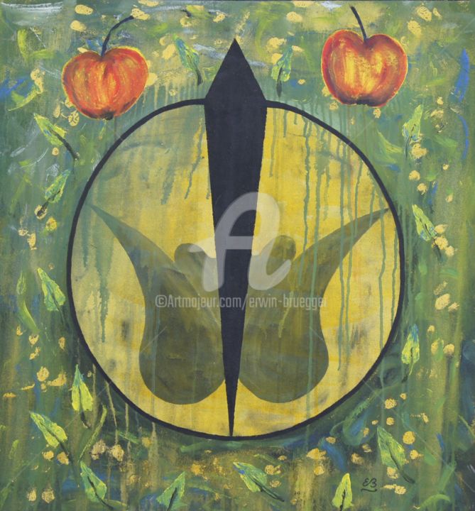 Painting titled "Apple pie" by Erwin Bruegger, Original Artwork, Acrylic Mounted on Wood Stretcher frame