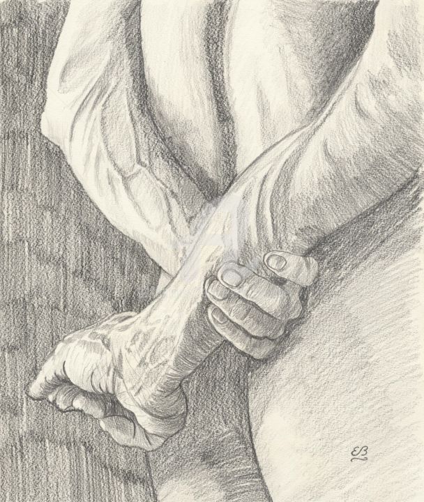Zeichnungen mit dem Titel "Rücken" von Erwin Bruegger, Original-Kunstwerk, Bleistift