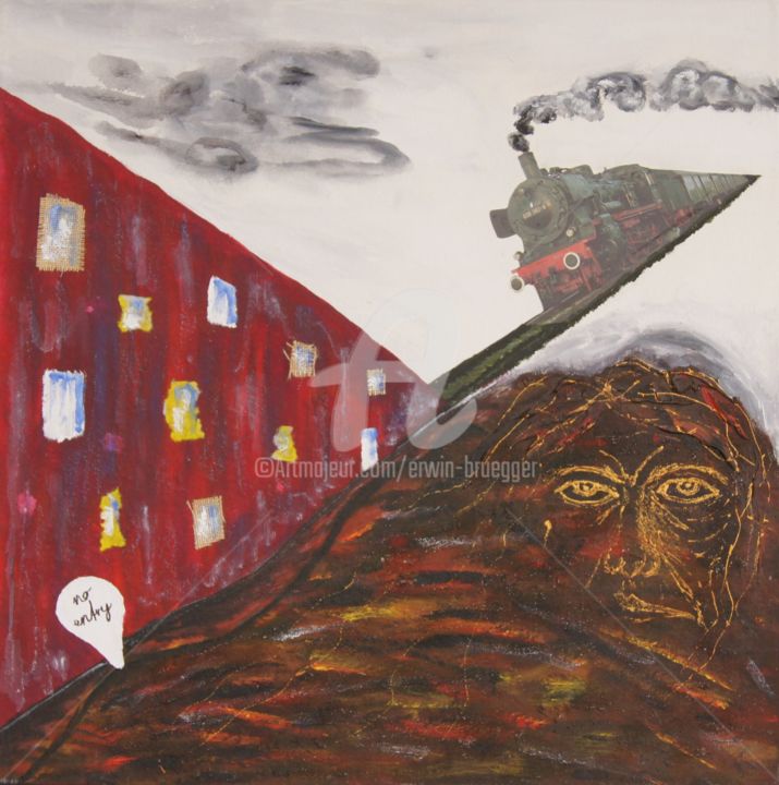 Collages intitulée "No entry" par Erwin Bruegger, Œuvre d'art originale, Acrylique
