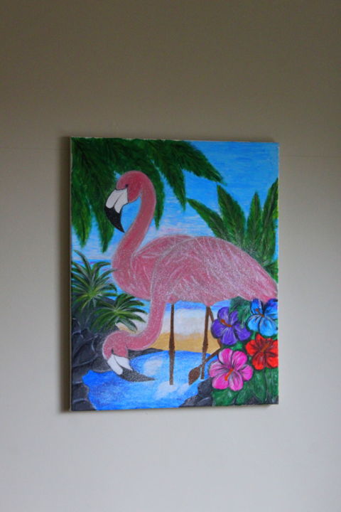Painting titled "Tine VS - Flamingo…" by Tine Vs, Original Artwork, Acrylic