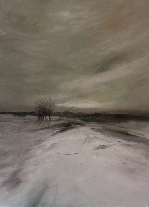 Schilderij getiteld "snow-flanders-1.jpg" door Erwin Libbrecht, Origineel Kunstwerk, Olie