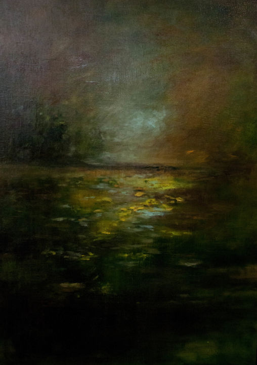 Schilderij getiteld "pond.jpg" door Erwin Libbrecht, Origineel Kunstwerk, Olie