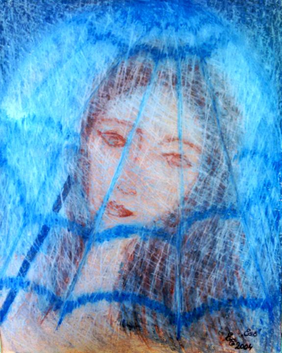 Drawing titled "Rain" by Erzsébet Engi, Original Artwork, Chalk