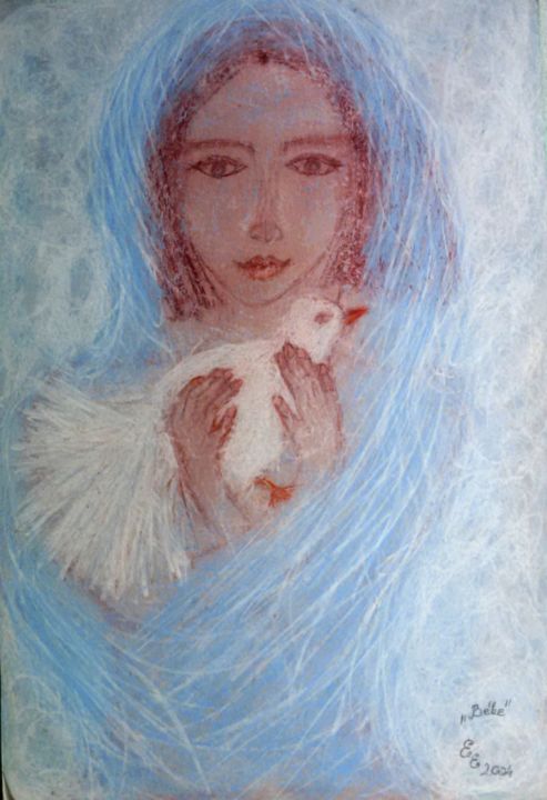 Drawing titled "Peace" by Erzsébet Engi, Original Artwork, Chalk